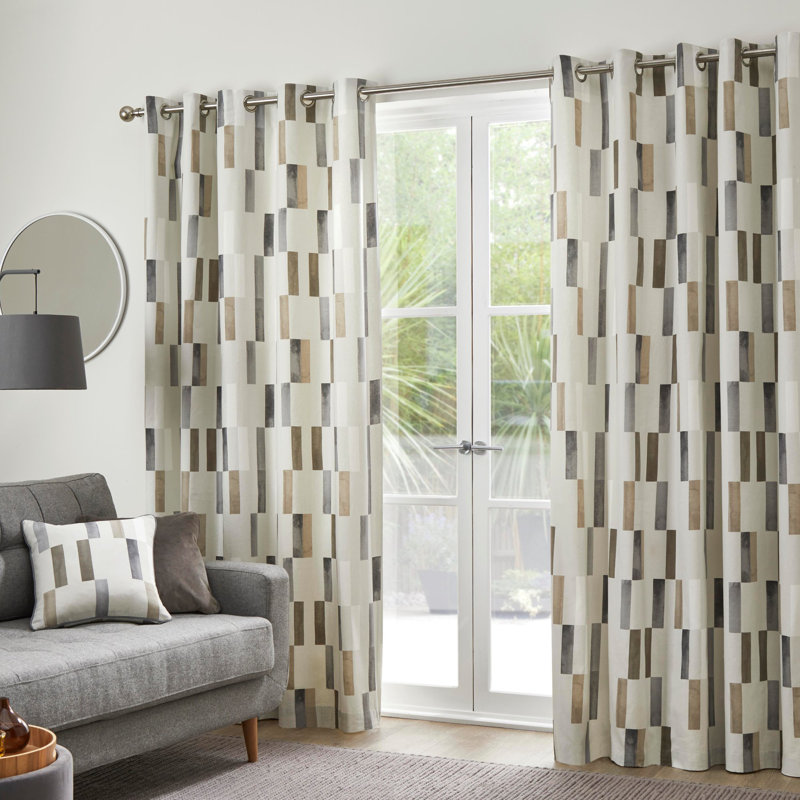 Cotton Semi Sheer Curtain Pair, Natural, 168 x 137 cm