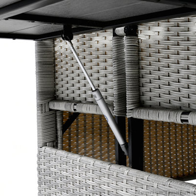 Ensemble de canapé de patio extérieur en rotin 5 pièces, ensemble de mobilier de jardin en forme de L en osier modulaire avec 2 tables d'appoint extensibles, table de salle à manger et housses lavables pour la cour, la piscine et l'intérieur