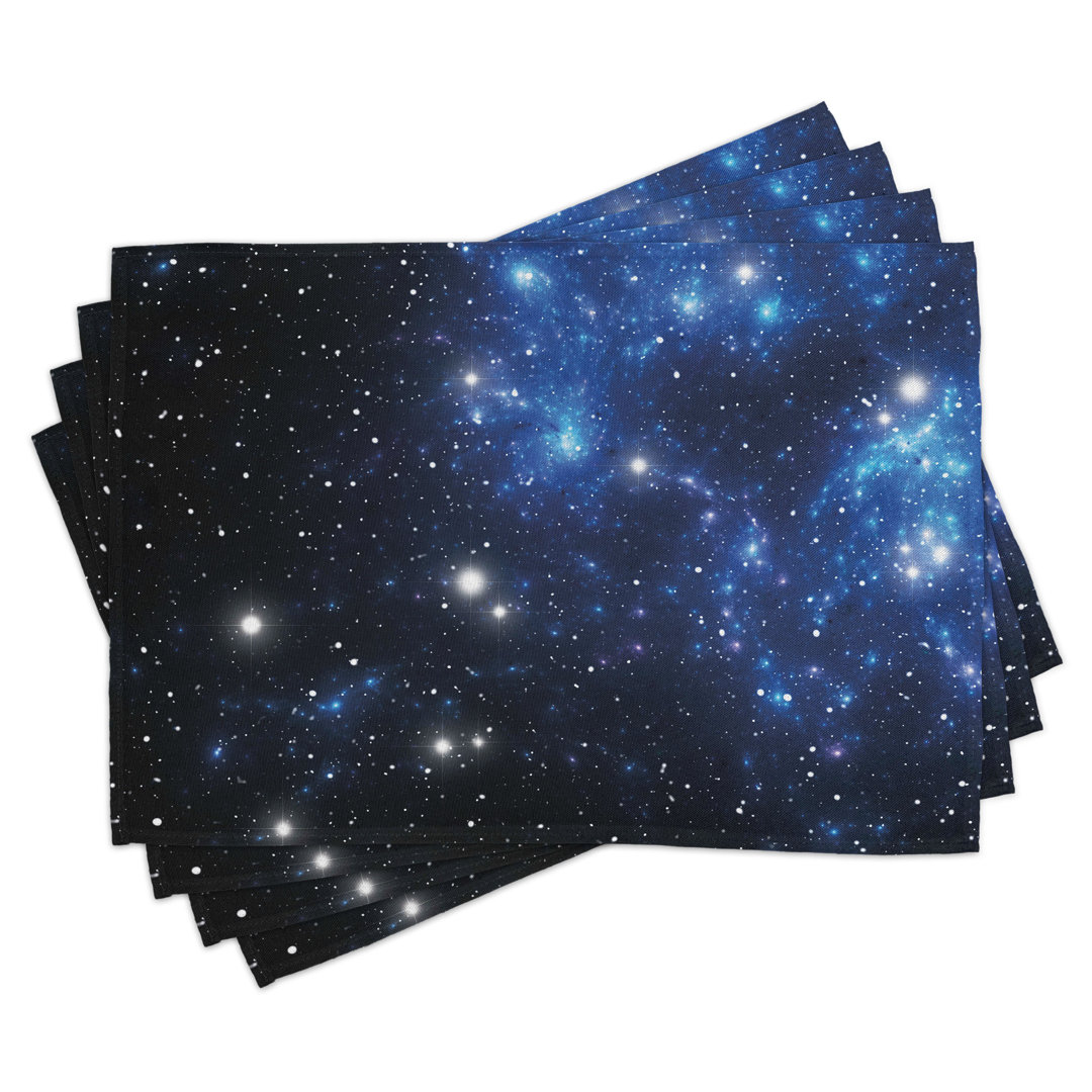 Platzmatten, Space Star Nebel, Konstellation, Blau Schwarz Weiß