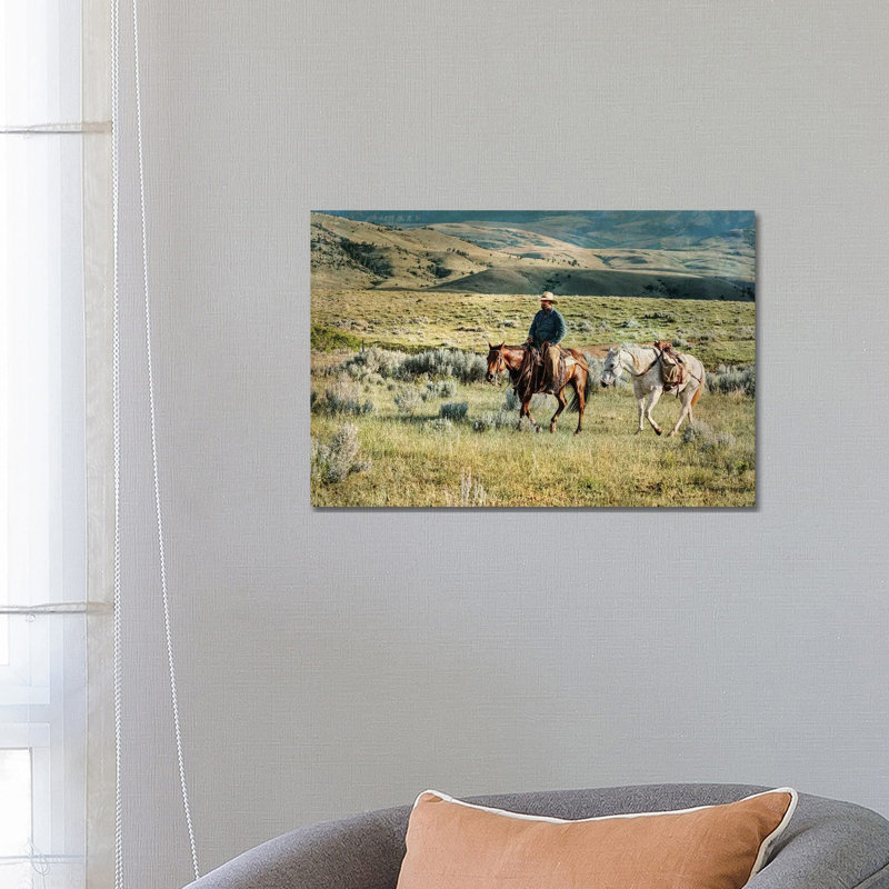 Headed To Mend Fence - Wrapped Canvas Print