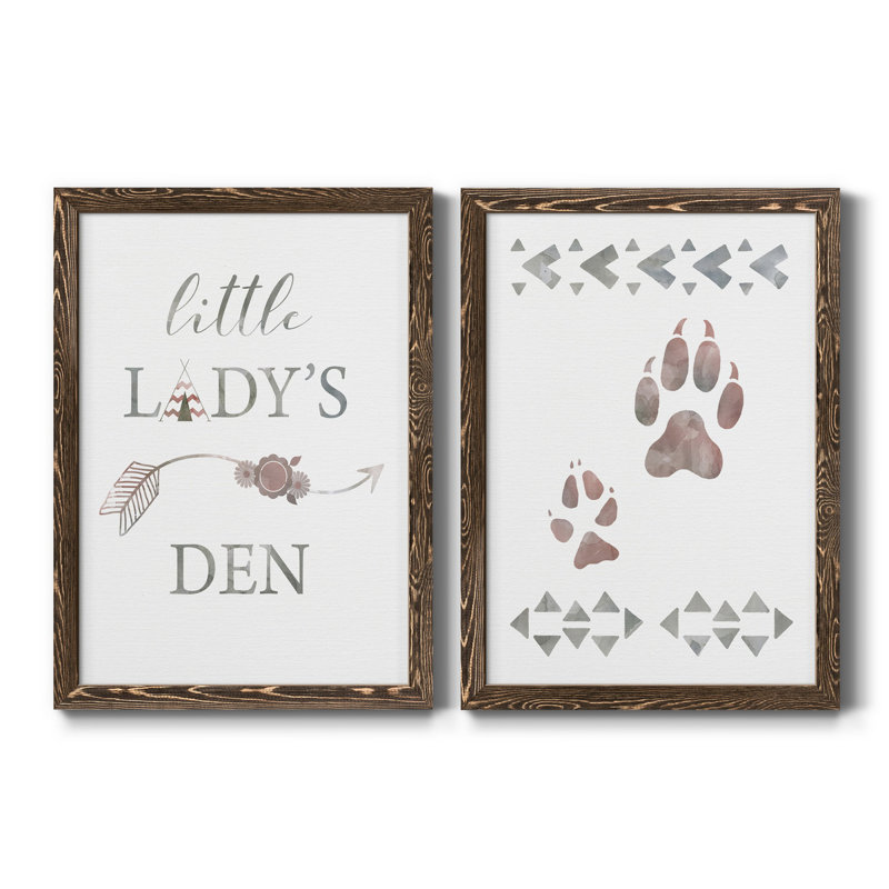Little Lady Den Arrow - 2 pièces, H 37,5 po x l 55 po x P 1,5 po, Toile avec cadre en noyer, Pas de tapis