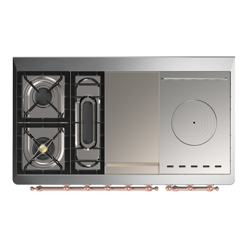 Majestic III Series 48 Inch Dual Fuel Range with 5 Sealed Burners, Griddle, Frenchtop in Glossy Black (Natural Gas, Burnished Trim)