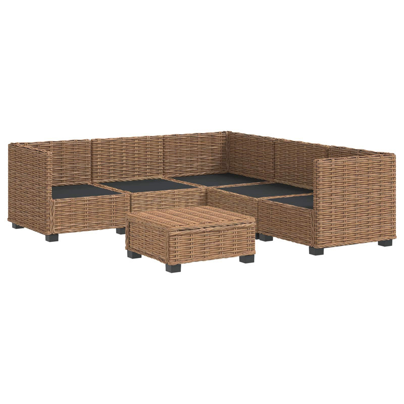  Rattan Lounge Set with Cushions GENDT 6 Piece Natural Rattan Terrace, Natural