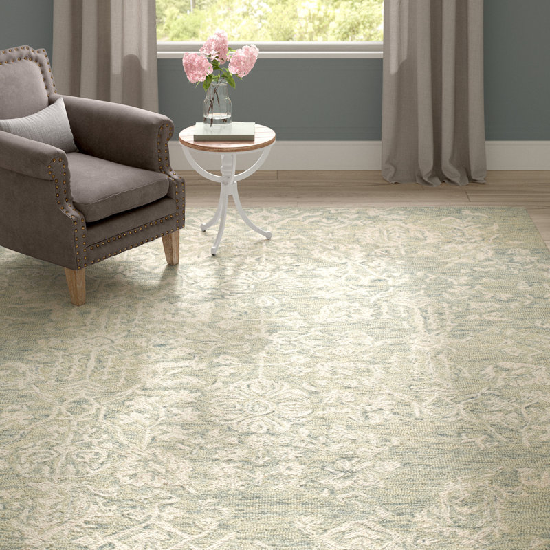 Hand Tufted Wool Floral Indoor Rug, Rectangle 8' x 10'