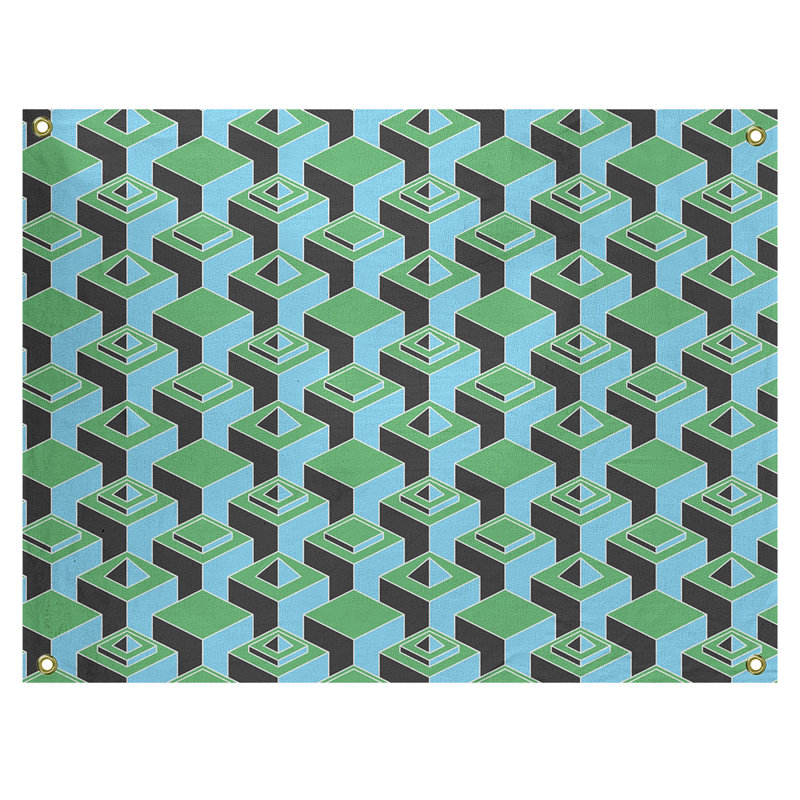 Jordao Machine Tapestry - Rod Included, 50" H x 59" W, Green/Teal