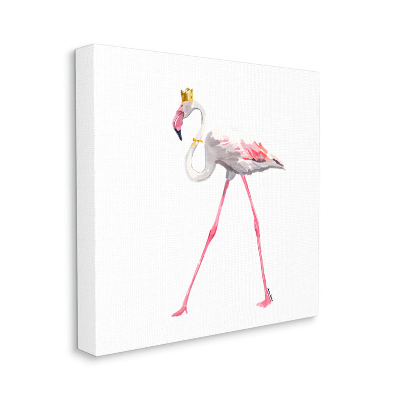Flamant royal avec couronne par Amelia Noyes, H 24 po x l 24 po x P 1,5 po