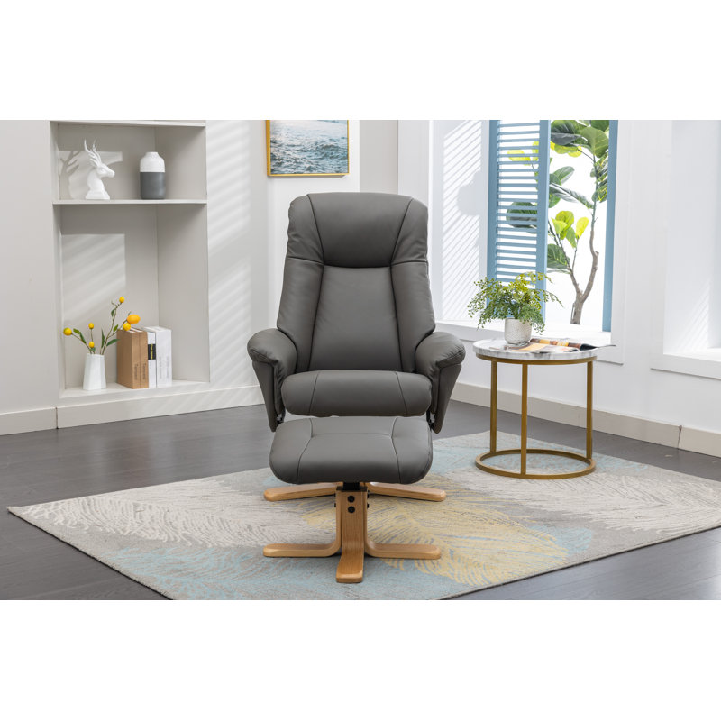 Asawer 76cm Wide Swivel Standard Recliner, Grey