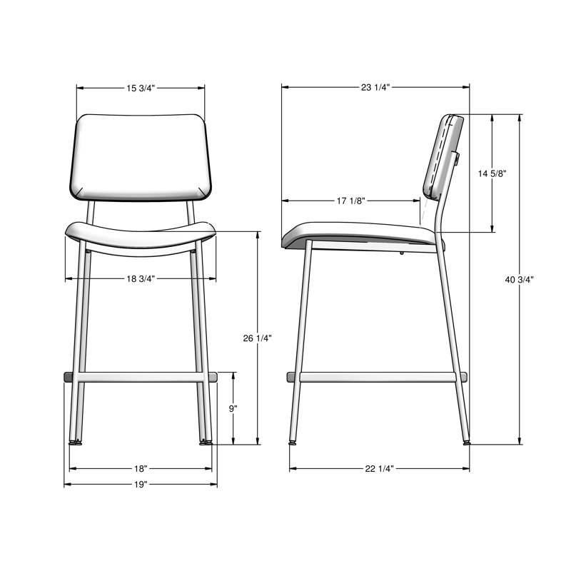 Tabouret de comptoir Loreno, Noir, Beige