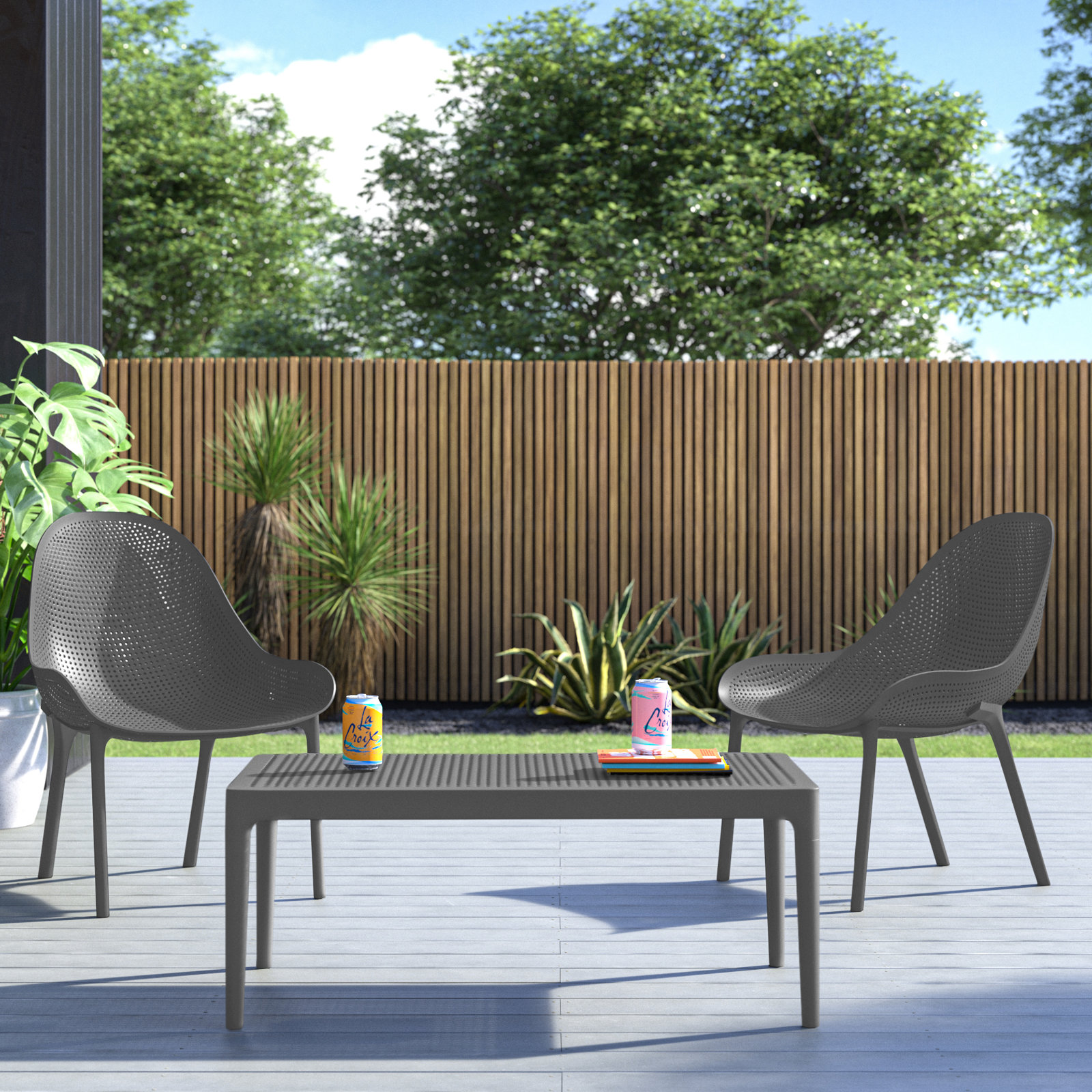 Farrah 2 - Person Patio Conversation Set, Dark Gray