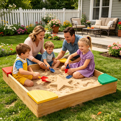 34'' x 5.5'' Solid Wood Square Sandbox