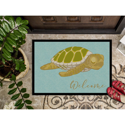 Tapis de porte pour l’extérieur antidérapant sea turtle welcome