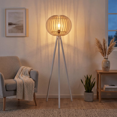 Elysian White Contemporary Geometric Floor Lamp