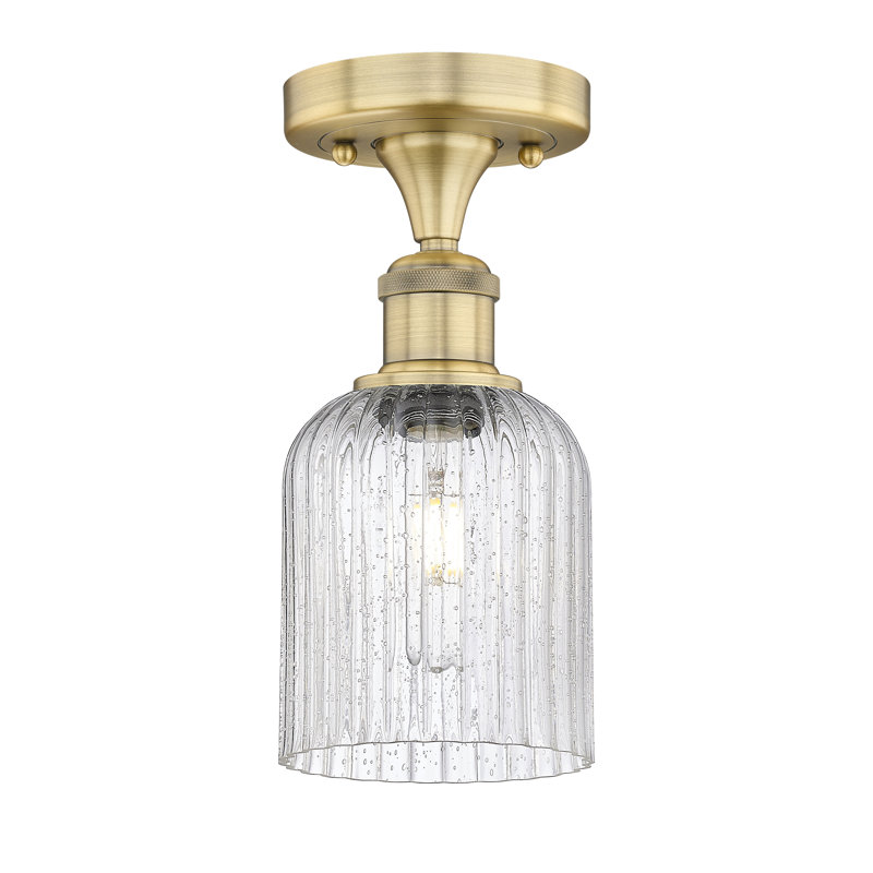 Edison - Adriena - 1 Light 5" Semi-Flush Mount, Brushed Brass, Seedy