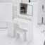 41" Large Size Left Bedside Cabinet Vanity Table+Cushioned Stool, Extra Large Touch Control LED Mirror, 3-Colour Switch, Multi Layer High Capacity Storage Fashionable Dresser, Suitable For Large Space-1574485602