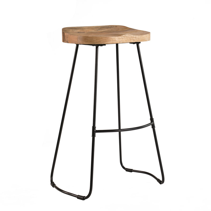 Derk Solid Wood Kitchen Counter Bar Stool, Natural, Bar Stool (76.25 cm Seat Height)