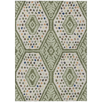 Machine Washable Indoor/Outdoor Chantille ACN2457 Tribal Rug