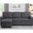 84'' Dark Gray Linen Reversible Sleeper Sectional Sofa With Storage Chaise​-1299586339-1299586336