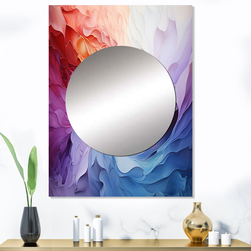 Colourful White Rainbow Spiral III - miroir mural arc-en-ciel, miroir décoratif traditionnel, impression d'art en métal
