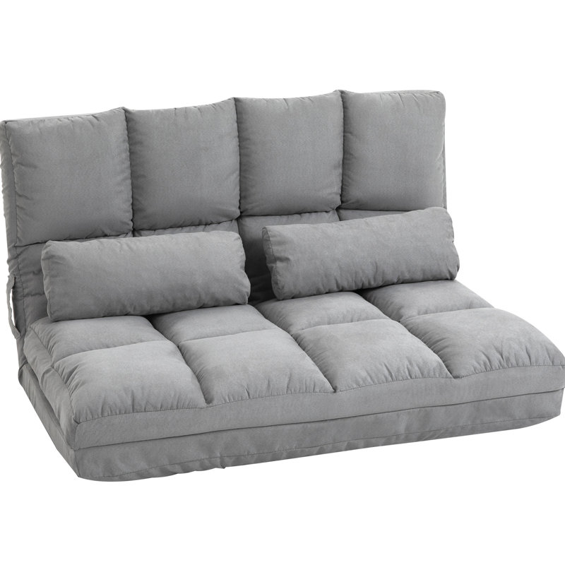 Canapé pliant, dossier et appui-tête réglables avec 2 coussins, gris, peu encombrant, chaise de lit pliable à support solide, fabrication
