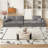Boneless 114.5'Modern Corduroy Modular foam Sofa, Recliner Seat reversible Sofa, 2-in-1 Sofa with Recliner and L-Shaped Sofa Combination with Three Cushion Neck Pillow Combination and Two Throw Pillows-260976614