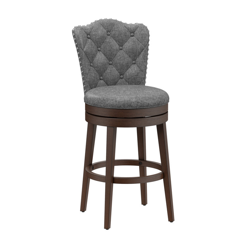 Tabouret de bar et de comptoir pivotant Marthasville, Tabouret de bar (siège d’une hauteur de 30,5 p, Gris fumée