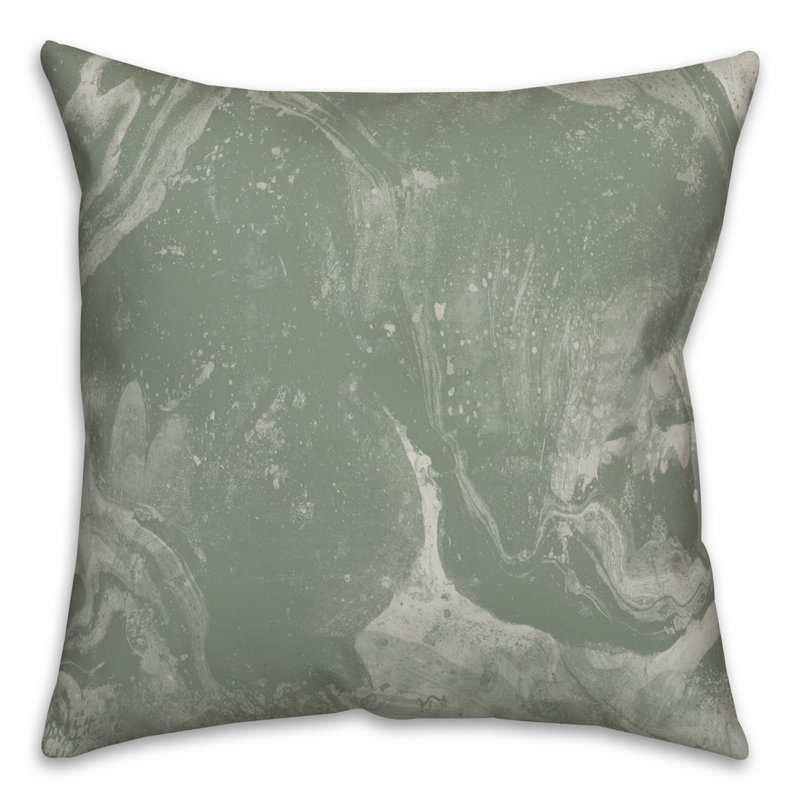 Abstract Outdoor Reversible Throw Pillow, Green