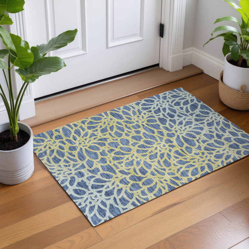 Machine Washable Indoor/Outdoor Chantille ACN2412 Botanical Rug, Rectangle 1'8" x 2'6"