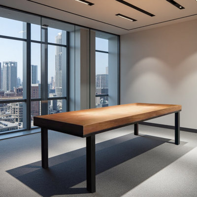 Thickened solid wood tabletop rectangular meeting by 17 Stories