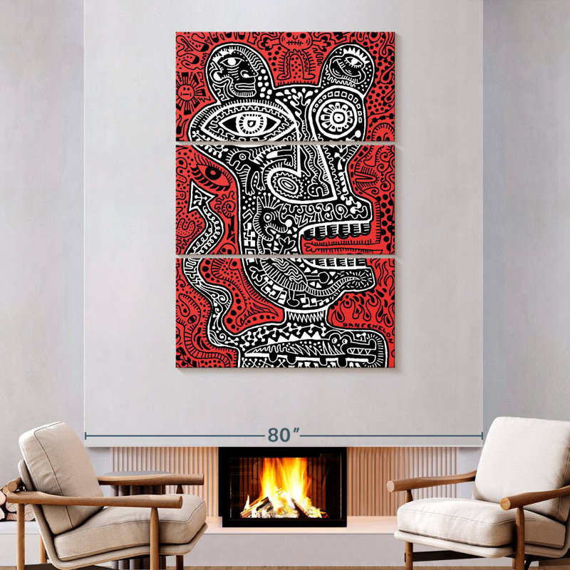 Kelan Tiki Head I Red, 74" H x 48" W