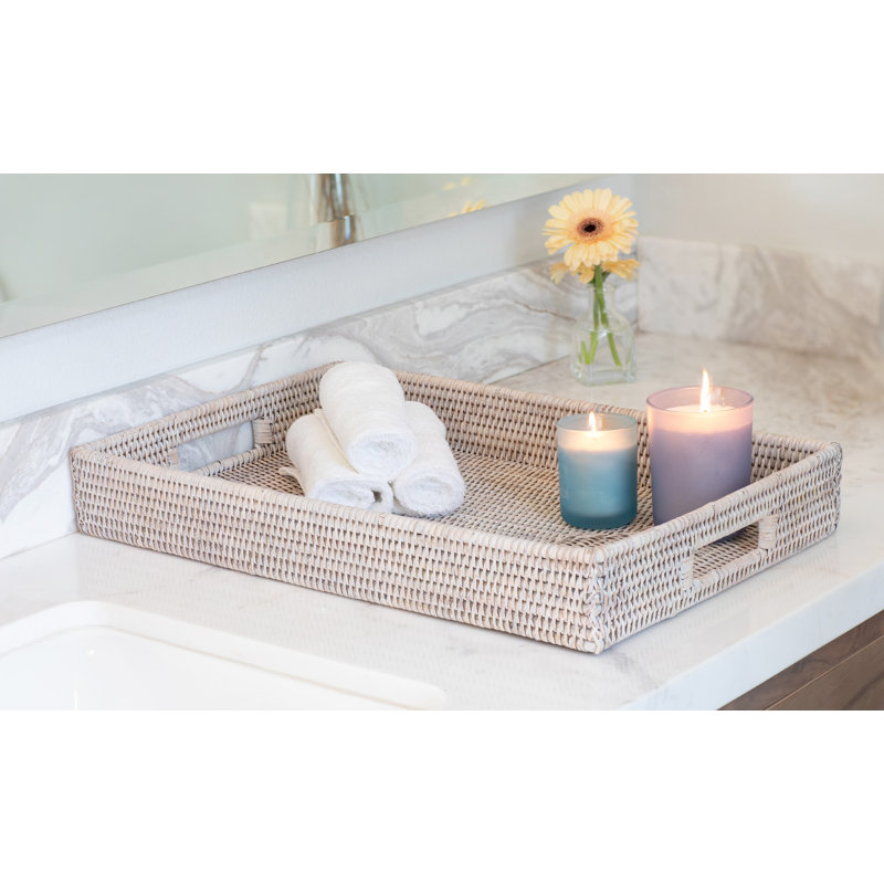 Plateau de table basse Edmond, H 3 po x L 20 po x l 13 po, Blanc délavé