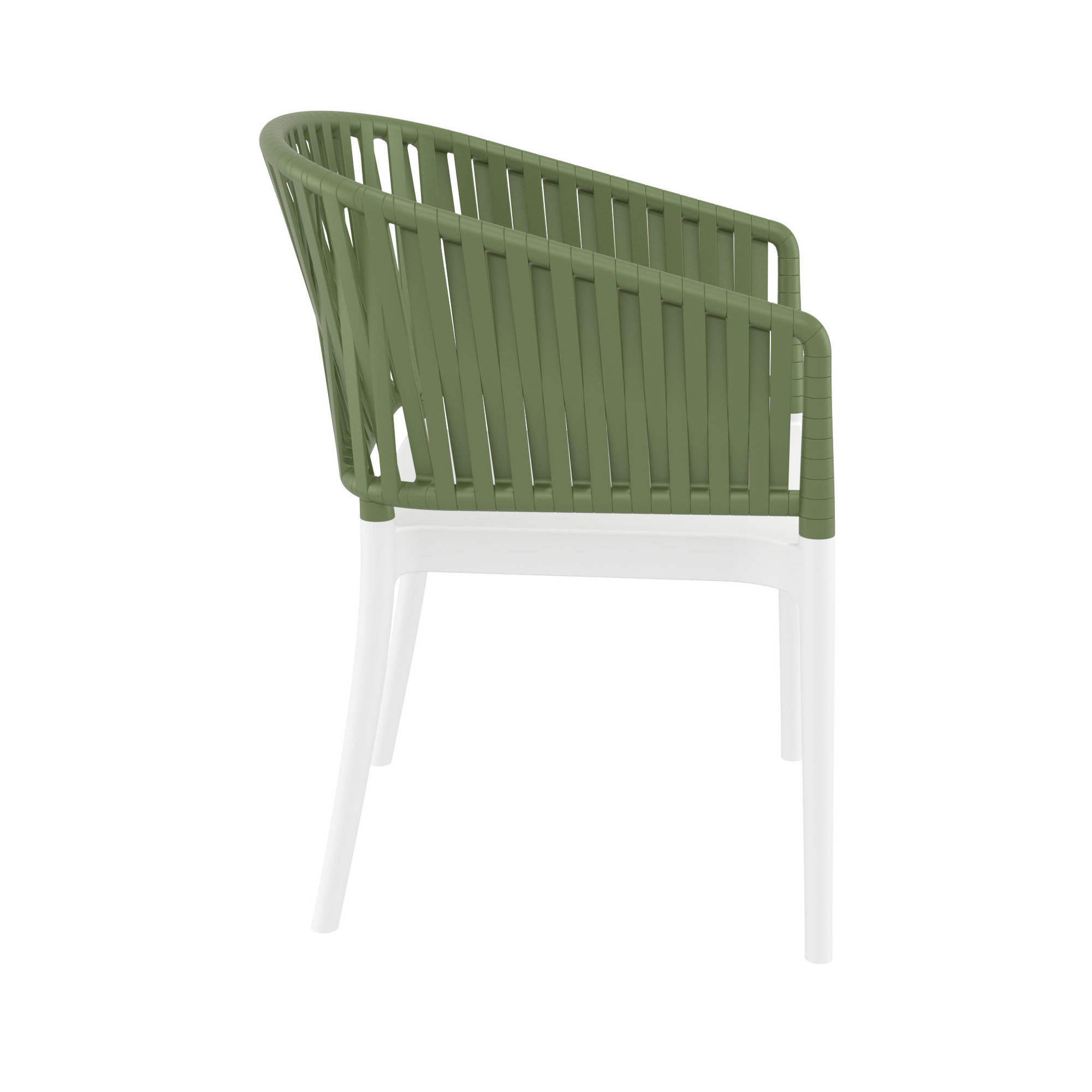 Newport Outdoor Stacking Dining Armchair, Olive Green/White