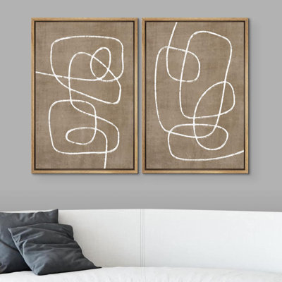 Collage géométrique en spirale Mid-Century - ensemble de 2 reproductions sur toile