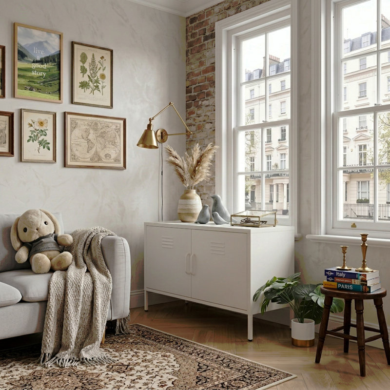 Une armoire de rangement en métal multifonctionnelle, White