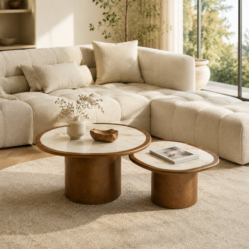 Ensemble de tables basses Modern 2Pcs, Noyer