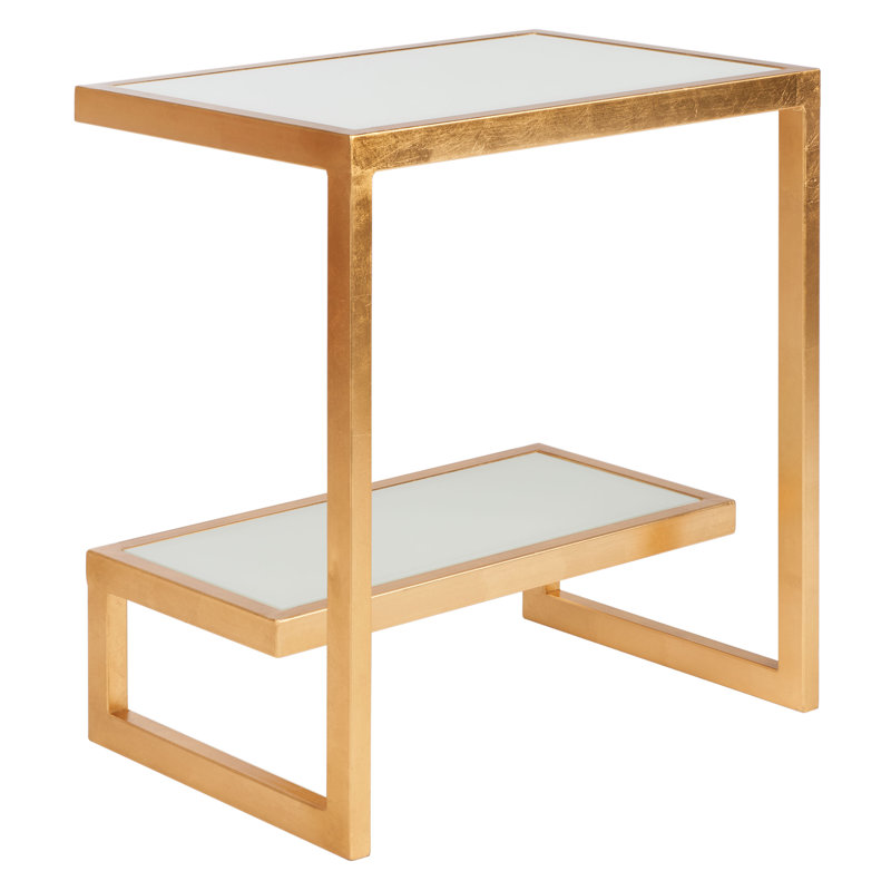 Table de bout avec rangement Oxendine, Or/blanc