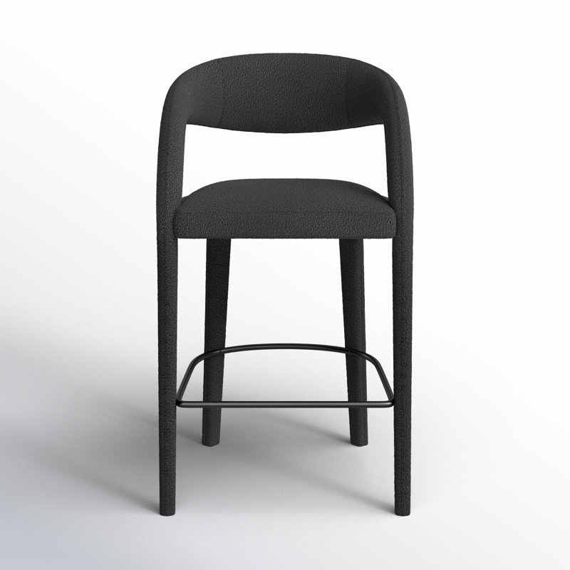 Geoffrey Counter & Bar Stool, Bar Stool (30.51" Seat Height), Fiqa Charcoal Boucle/Polyester