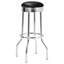 Ensemble de table de bar 3 pièces Loy, plateau rond blanc, 2 tabourets, chrome-114733168