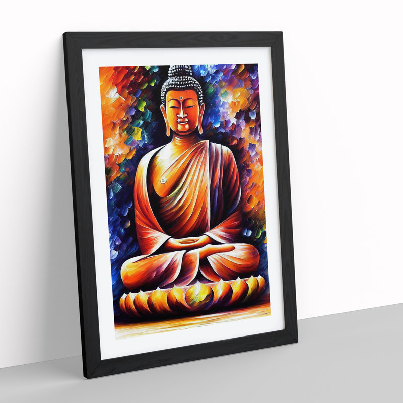View of Buddha No.1 1 Piece Single Picture Frame Wall Art, 34cm H x 25cm W, Black