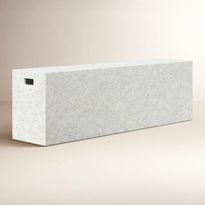 Kareen Concrete Bench, Ivory Terrazo, 18"H x 60" W x 14" D