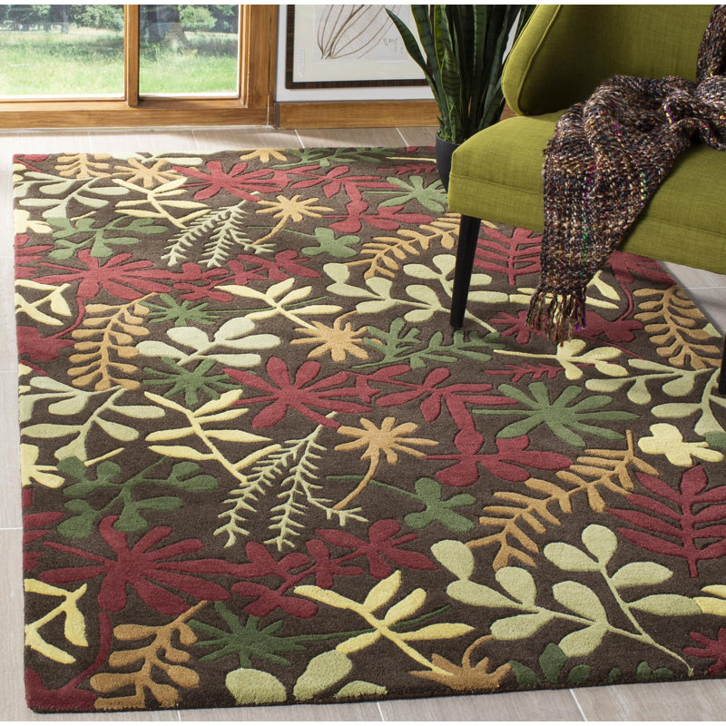 Avayah Soho Hand Tufted Wool And Viscose Floral Rug, Rectangle 5' x 8'