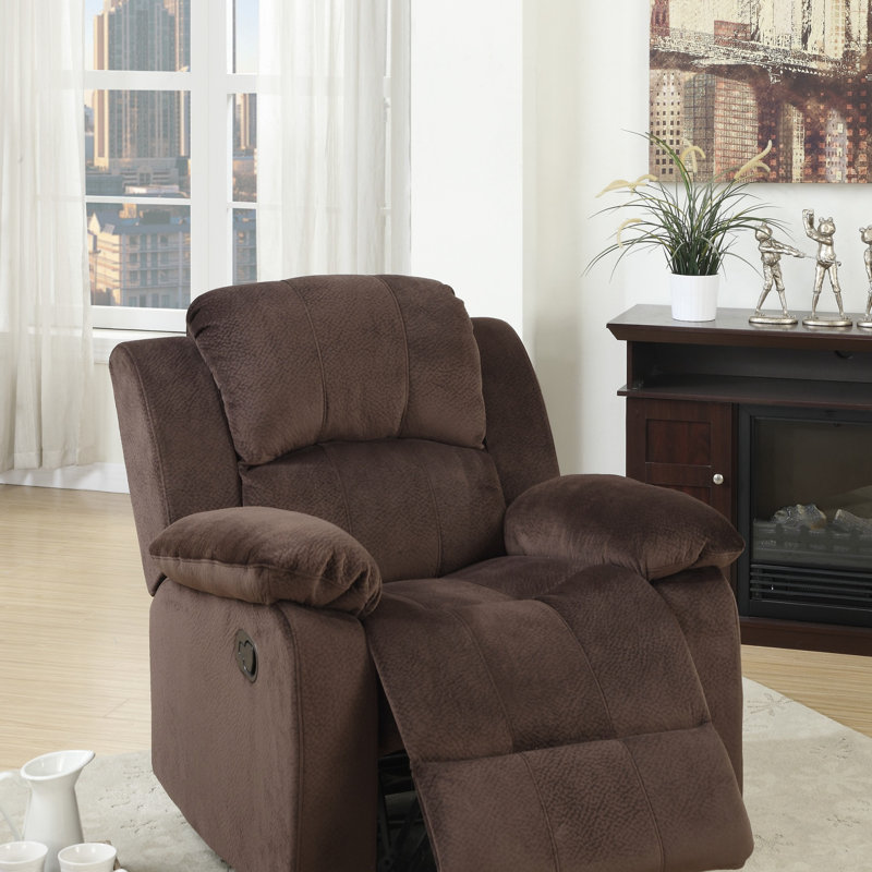 Motion Recliner Chair 1Pc Rocker Recliner Couch Living Room Furniture Chocolate Padded Suede Metal Reclining