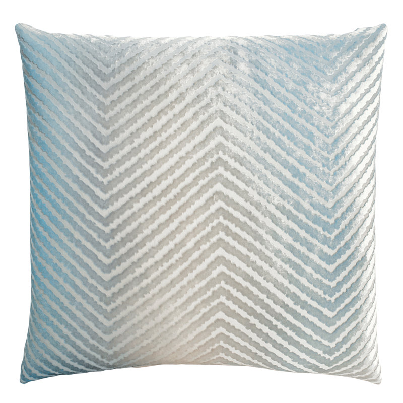 Chevron Embroidered Pillow Cover & Insert, 18"H x 18"W, Robin's Egg
