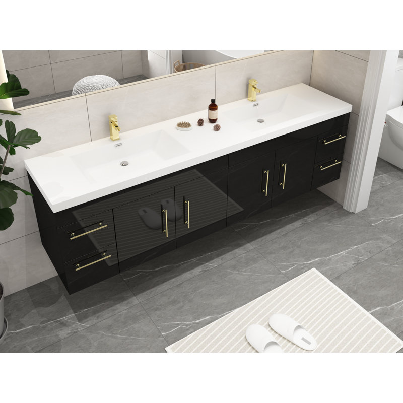 Ensemble de meuble-lavabo double 83 po Romer, Noir, Or