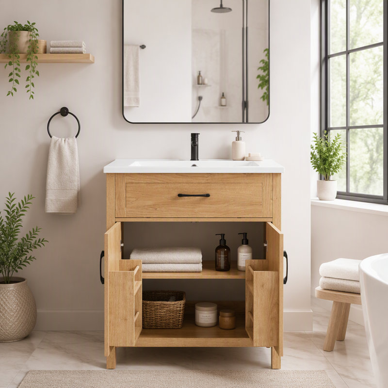 Single Vanity Bathroom Vanity With Resin Top