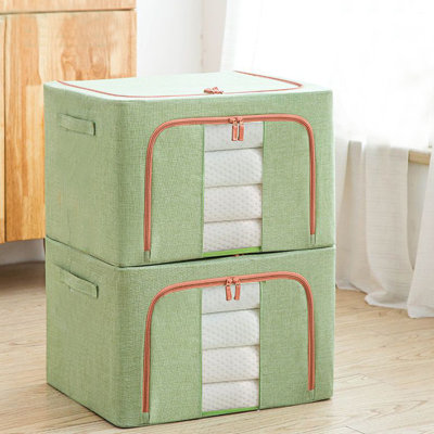 Hokku Designs, corbeille décorative en tissu, 2 paquets de bacs de rangement de vêtements avec cadre en métal pliable