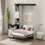 Lit escamotable double avec bureau, tablettes et armoires de rangement