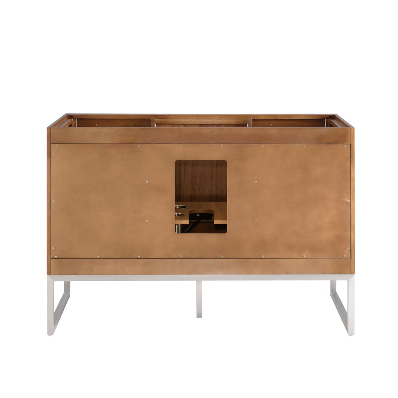 Markham 48'' W Single Vanity, Midnight Black, Carara Marble, Satin Brass