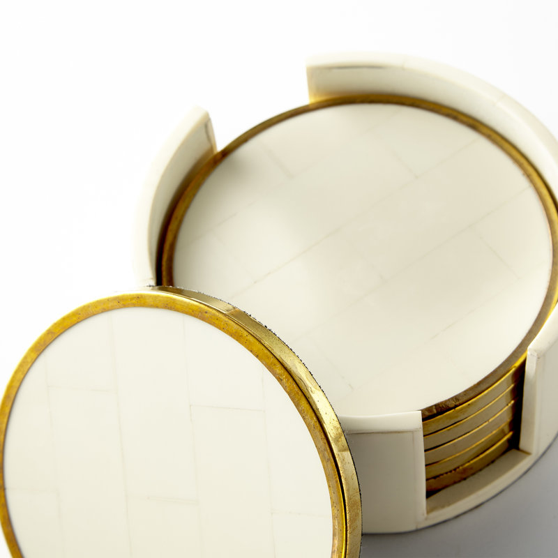 Gatsby Resin Round Coaster Set With Holder