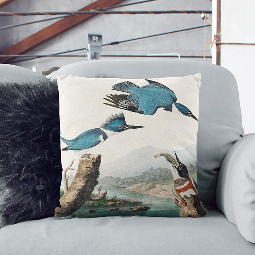 Belted Kingfishers Cushion with Filling