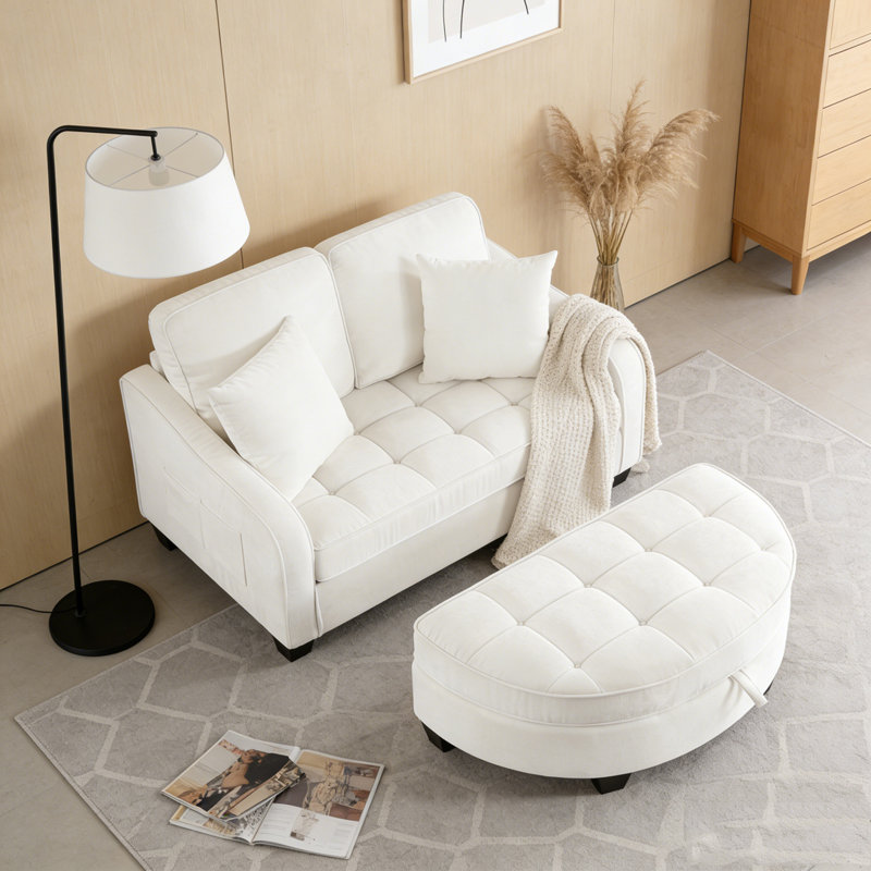 Two-seater sofa with 2 pillows, Beige